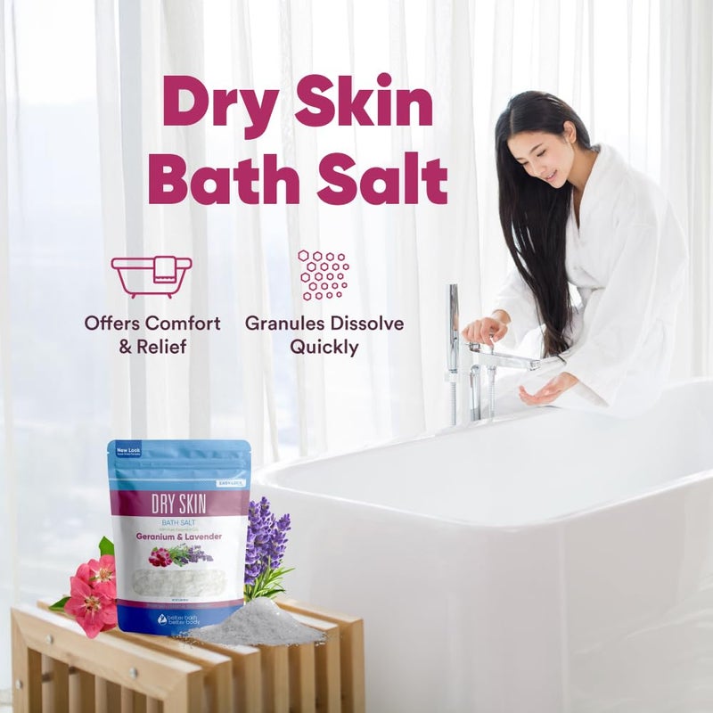 Better Bath Better Body Dry Skin Bath Salt 32 Ounces (2 Lbs) Epsom Salt with Natural Geranium and Lavender Essential Oils Plus Vitamin C in BPA Free Pouch with Easy Press Lock Seal Made in USA - Image 5